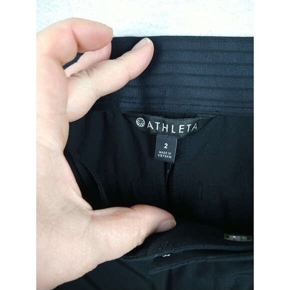 Athleta Tribeca Crop Pants Wide Snap Leg Lightweight 281969 Black Size 2 - Picture 8 of 12